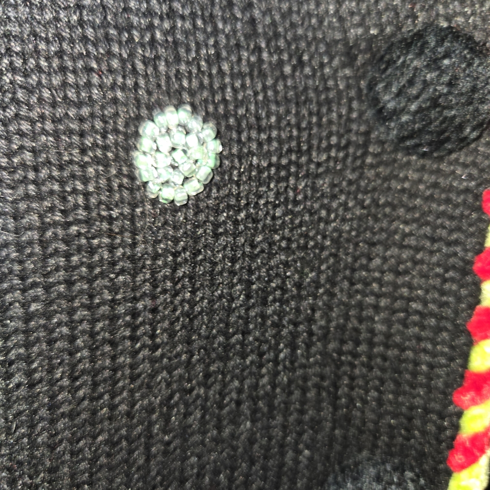 Berek Black Sweater with Colorful Cat Embroidery Size Medium - Picture 2 of 5